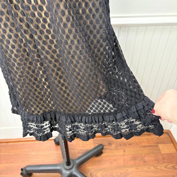 Max Studio Size S Babydoll Dress Y2K Sheer Mesh Black Polka Dot Whimsigoth - Picture 14 of 14